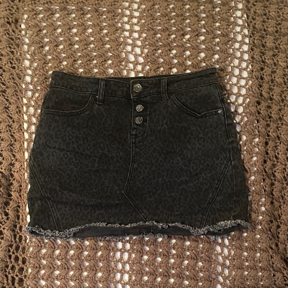 Justice Black Leopard Print Mini Skirt